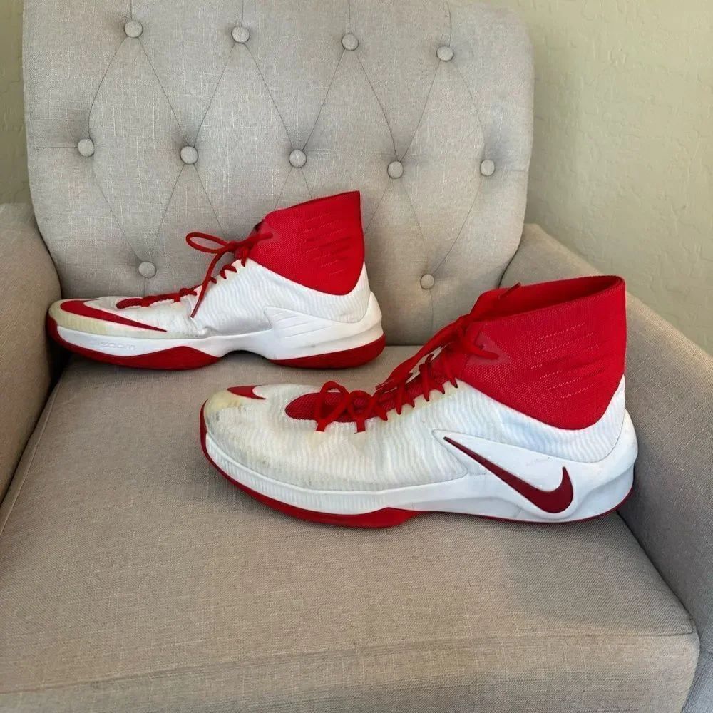 Nike Zoom Clear Out High Top Basketball Shoes Sz 18 US Red White